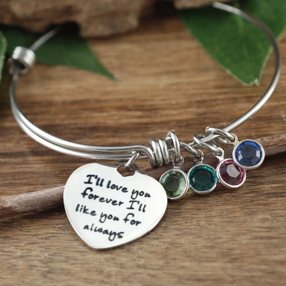 I'll Love you forever. I'll Like you for always, Birthstone Mom Bracelet, Mother's Birthstone Bracelet, Gift For Mom, Mother's Day Gift