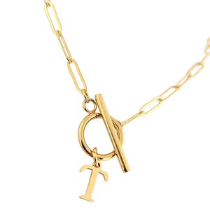 Initial Paperclip Necklace, Gold Link Chain Choker, Personalized