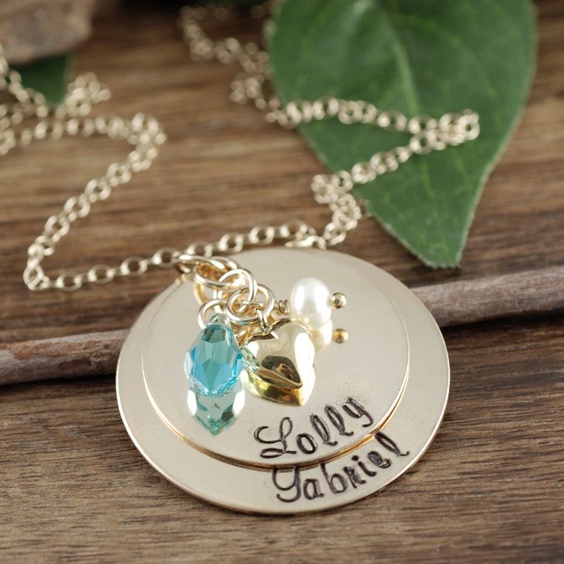 Personalized Grandma Necklace, Hand Stamped Grandma Jewelry, Gold Nana Necklace, Birthstone Necklace, Gift for Grandma, Nana image 4