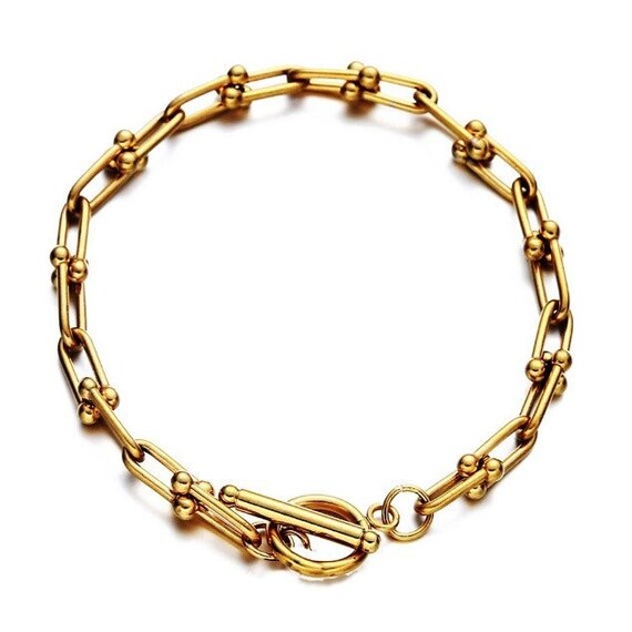 Thick Link Chain Bracelet, Bracelets for Women, Toggle Clasp Necklace, Thick Choker, Hip Hop Jewelry, Chain Link Jewelry, Big Chain Bracelet