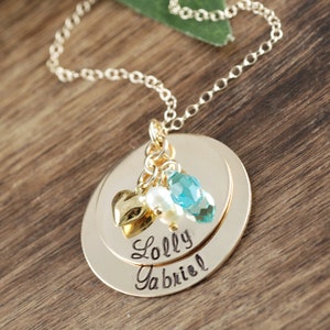 Personalized Grandma Necklace, Hand Stamped Grandma Jewelry, Gold Nana Necklace, Birthstone Necklace, Gift for Grandma, Nana image 8