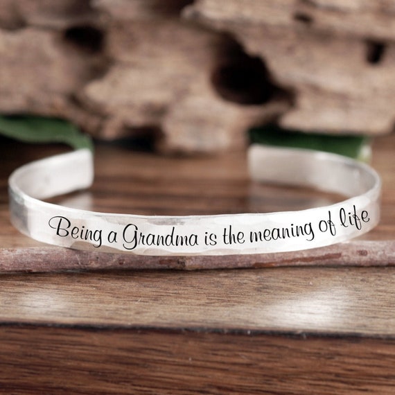Personalized Grandma Gift, Gift for Grandma, Gift from Granddaughter, Custom Cuff Bracelet, Grammy Jewelry, Mother's Day, Gift From Grandson
