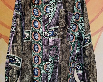 Vintage 90s modern art silk oversize blouse