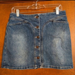 Y2K vintage Mossimo button up 2 pocket denim mini pencil skirt sz 8 9