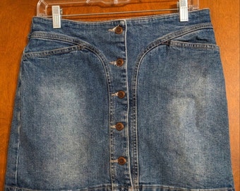 Y2K vintage Mossimo button up 2 pocket denim mini pencil skirt sz 8 9