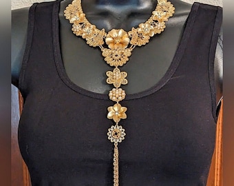 Artisan reconstructed Gold butterfly statement necklace