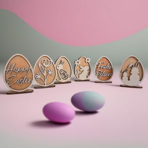 Easter eggs standing made of wood, Easter decoration, Easter motifs, Easter egg
