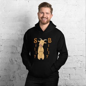 Funny Cartoon Hoodie - Original Silly Billy Goat Design Graphic Hoodie