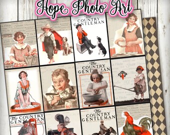Farmhouse Ephemera, Vintage Children, Junk Journal Kit (Digital)