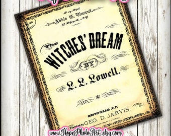 Vintage "Witches' Dream" Sheet Music, Halloween Ephemera (Digital Download)