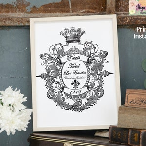 Hotel Paris Decoupage Print, Etiqueta Francesa, Decalque, Transferência de Imagem, Scrapbooking, Coisas Efêmeras Francesas, Decoração Shabby Chic, Rainha, Papel de Arroz