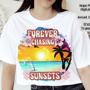 Summer Decoupage, Sunsets, Palm Tree, Hawaiian Clipart, Retro, 70s, 80s, Beach Vibes, Boho, Hibiscus, Aloha, Tropical, Sublimation PNG image 5