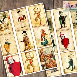 Printable Halloween Tags, Ephemera, Funny Bones Skeleton, junk journal cards, scrapbooking, skulls, vintage, witch decor, gothic, steampunk