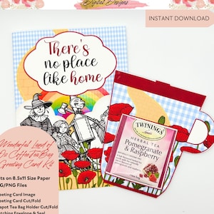 Soporte para bolsitas de té del Mago de Oz, juego de tarjetas de felicitación (descarga digital)