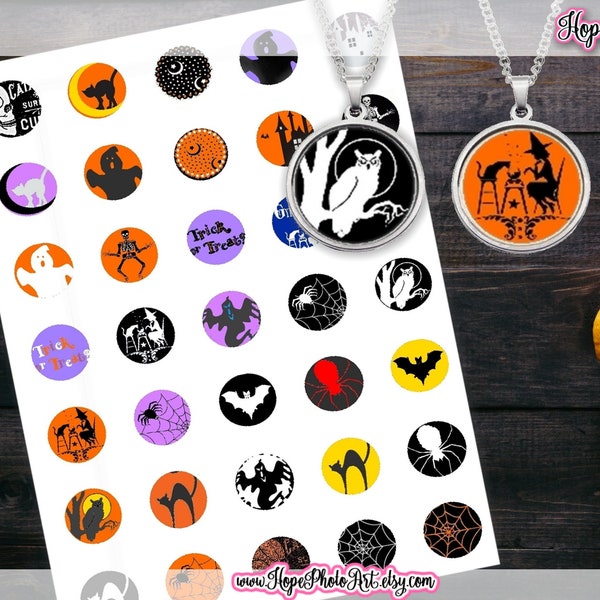 Druckbare Halloween Kreise, 1 Zoll, Digital Collage, Kronkorken, Anhänger, Harz, Schmuck, Einfassung, Magnete, scrapbooking, Kreis Tags