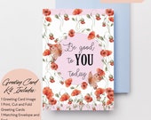 Poppy Flower Self Care Card, Watercolor Floral Design (Digital Download)