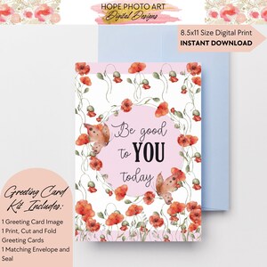 Selbstpflegekarte, sei gut zu dir, Mohnblume, alles Gute zum Muttertag, Aquarell, Karte für Mama, erster Muttertag, Schwester, Angst, August