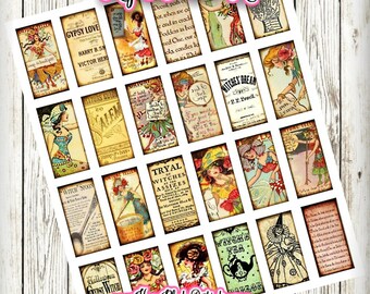 Gypsy Witch Halloween Domino Tile Images, Fortune Teller Pendants (Digital Download)