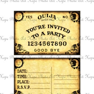 Printable Vintage Halloween Ouija Board Party Invitation, w/ Matching Thank You Postcard, DIY, Fill in the Blank, Party Supplies image 5