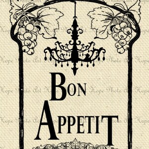 Stampabile Toscana cucina Bon Appetit uve Lampadario Digital Collage lamiera di ferro sulle foglie di trasferimento scrapbooking Gazzetta tela cucina