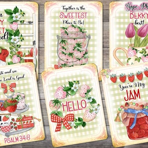 Cartes aux fraises, journal indésirable, scrapbooking, printemps, carte de voeux, meilleurs amis, ferme, je pense à vous, anniversaire, rétablissement, merci