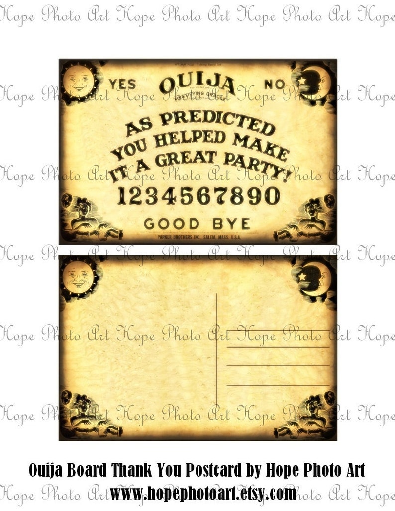 Printable Vintage Halloween Ouija Board Party Invitation, w/ Matching Thank You Postcard, DIY, Fill in the Blank, Party Supplies image 6