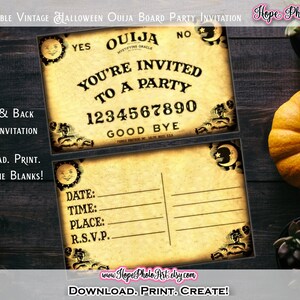 Printable Vintage Halloween Ouija Board Party Invitation, w/ Matching Thank You Postcard, DIY, Fill in the Blank, Party Supplies image 3