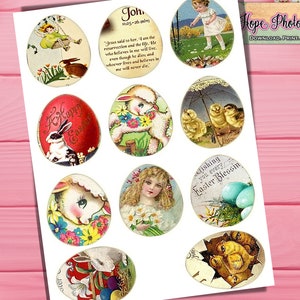Printable Easter Egg Tags, 2x2 Oval, Digital Collage, junk journal, scrapbooking, fussy cut, mini cards, embellishments, clip art, Spring