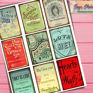 Afdrukbare Valentijnstags, liefde, zonneschijn, harten, vintage bladmuziek, ephemera, digitale collage, scrapbooking, shabby chic, ephemera, rozen