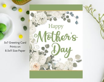 Floral Mother's Day Card, Carnation Roses (Digital Download)