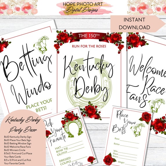 Kentucky Derby Banner Horse Race Party Decorations - Derby Race Run For The Rose Paper Banner Party Supplies Decor