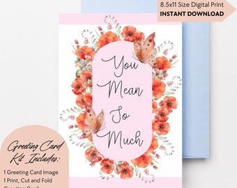 Poppy Flower Mother's Day Watercolor Card, Self Care Gift (Printable)
