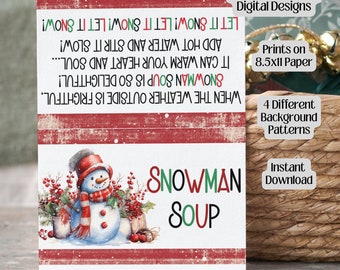 Farmhouse Christmas Snowman Soup, Bag Toppers, Labels, Tags, Treat bags, Hot Chocolate, Hot Cocoa, Marshmallows, Party Favor, Fussy Clipart