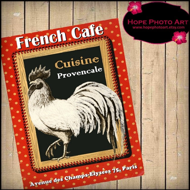 Printable French Country Farmhouse Rooster Cafe Chalkboard | Etsy
