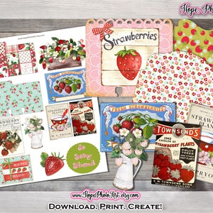 Memory Dex Karten, Erdbeere, Beere Sweet, Index, Rolodex, Bauernhaus, Shabby Chic, Ephemera, Rezept, Junk Journal, Scrapbooking, Karteikarten