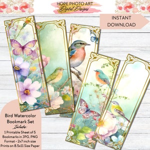 Vögel Schmetterlinge Lesezeichen Set, Bücherwurm, Fantasy, stationär, Junk Journal, Cottage Roses, Scrapbooking, Geschenk für Buchliebhaber, Ästhetik