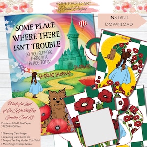 Wizard of Oz Tea Bag Holder, Dorothy, Toto, Poppy, Stationary, Teapot Envelope, Tea Party Favor, Coffee Lover, Tea Lover, Bookish, Birthday