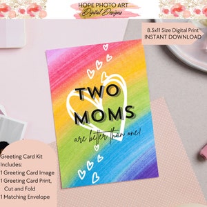 Happy Mother's Day Card, Two Moms, Greeting Card, Pride Card, Rainbow, Lesbian Gift, LGBTQ gift, Gay Moms Baby Shower, Gay Card, Printable image 7