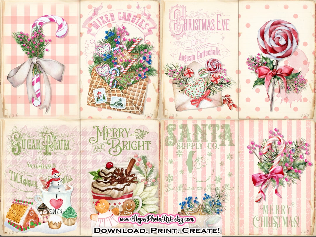 Pink Christmas Junk Journal, Sugar Plum, Cookbook, Recipe Planner, Menu