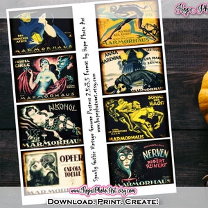 Halloween Tags, German Gothic Horror Ephemera, Halloween Cards, Vintage, Spooky, Phantom, junk journal, scrapbooking, ghost, vampire