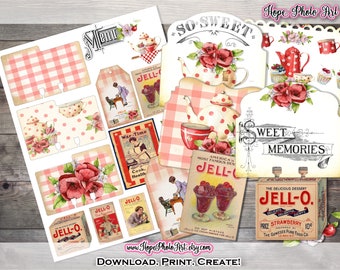 Tarjetas Memory Dex de gelatina vintage, artículos efímeros de estilo shabby chic (descarga digital)
