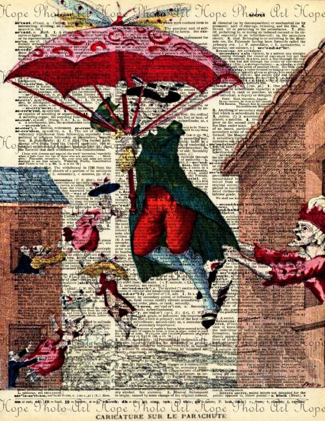 Le Parachute French Dictionary Digital Collage Sheet Image Etsy