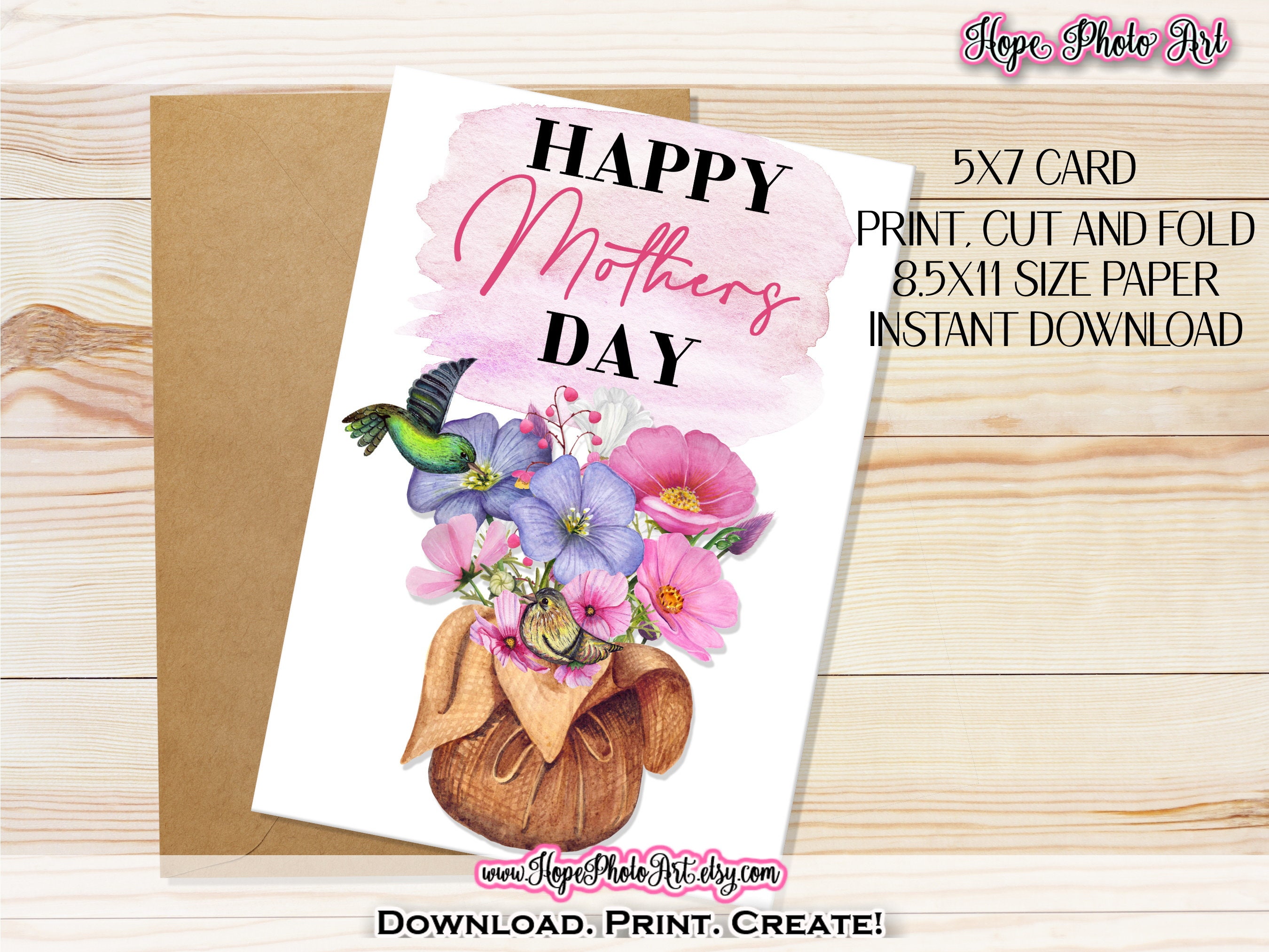 Mothers Day Card 5x7 Wildflowers Floral Watercolor | Etsy