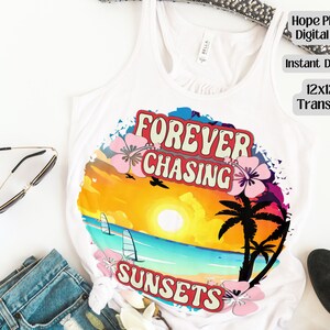 Summer Decoupage, Sunsets, Palm Tree, Hawaiian Clipart, Retro, 70s, 80s, Beach Vibes, Boho, Hibiscus, Aloha, Tropical, Sublimation PNG image 6