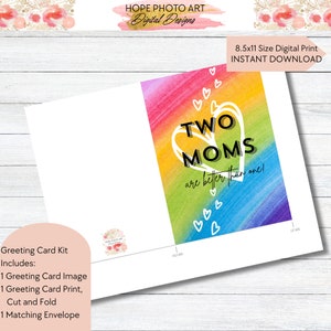 Happy Mother's Day Card, Two Moms, Greeting Card, Pride Card, Rainbow, Lesbian Gift, LGBTQ gift, Gay Moms Baby Shower, Gay Card, Printable image 10