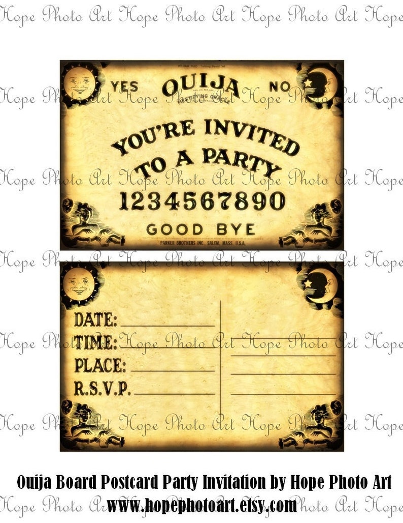 Printable Vintage Halloween Ouija Board Party Invitation, w/ Matching Thank You Postcard, DIY, Fill in the Blank, Party Supplies image 5