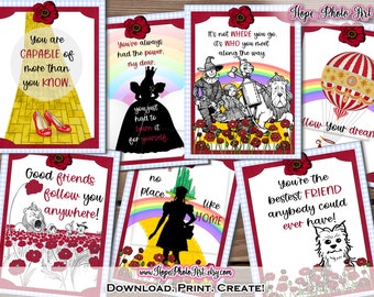 Printable Vintage Wizard of Oz Greeting Cards, Set of 15, Junk Journal, Valentines, Best Friends, Thank You, Tags, DIY, Tin Man, Birthday