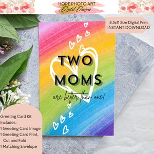 Happy Mother's Day Card, Two Moms, Greeting Card, Pride Card, Rainbow, Lesbian Gift, LGBTQ gift, Gay Moms Baby Shower, Gay Card, Printable image 4