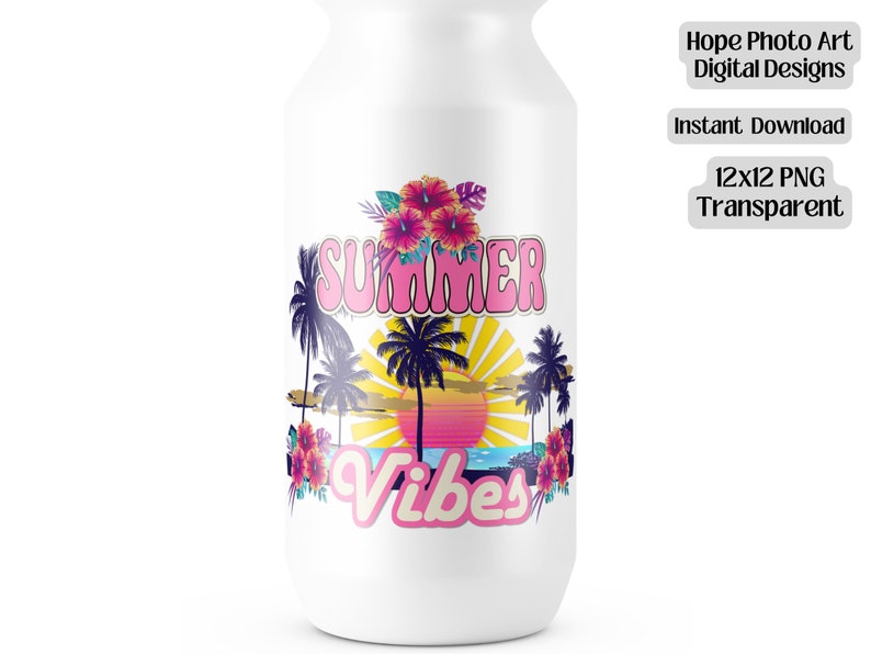 Summer Decoupage Clipart, Hawaiian, Palm Trees, Retro, 70s, 80s, Beach Vibes, Boho, Hibiscus, Aloha, Tropical, Sublimation, Cricut PNG image 5