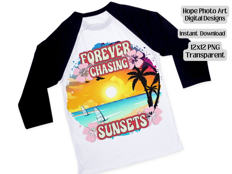 Summer Decoupage, Sunsets, Palm Tree, Hawaiian Clipart, Retro, 70s, 80s, Beach Vibes, Boho, Hibiscus, Aloha, Tropical, Sublimation PNG image 8